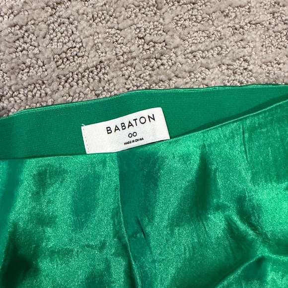 Babaton Slip Satin Green Midi Skirt - Picture 2 of 3
